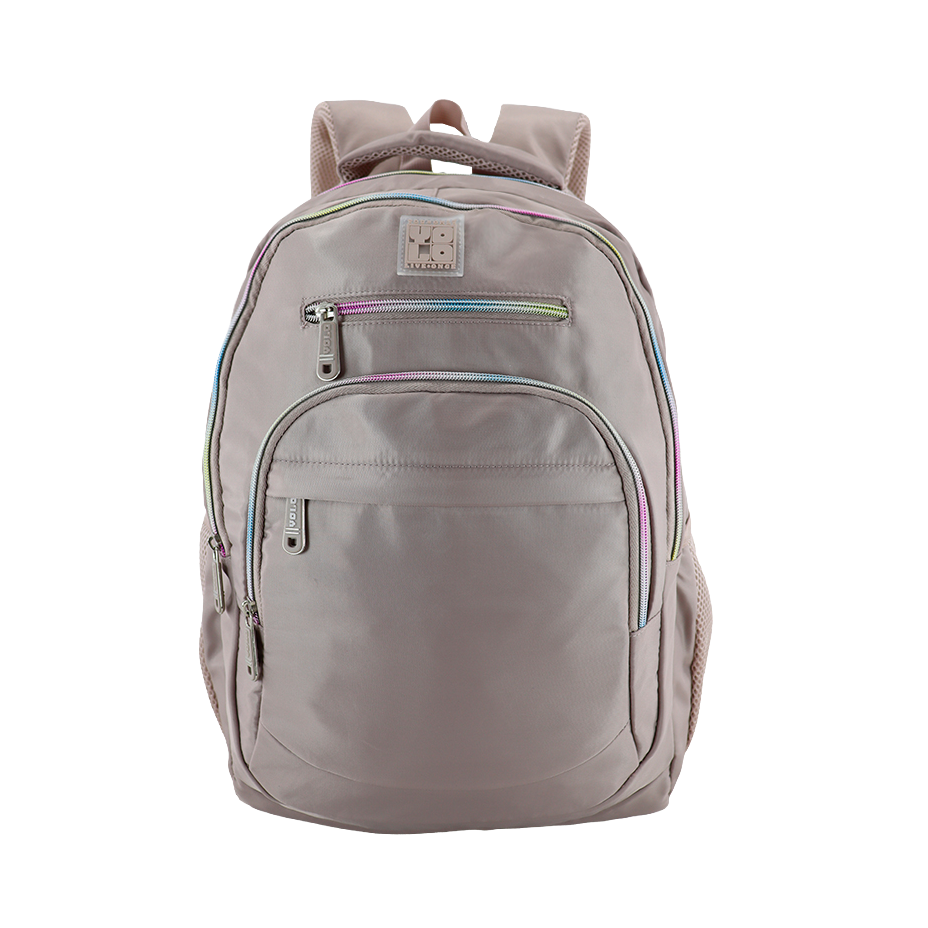 MOCHILA ROSADO CLARO ZIPPER DE COLORES