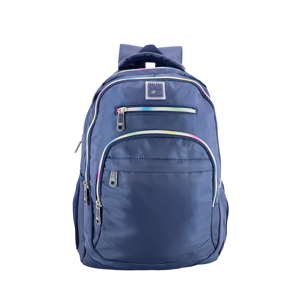 MOCHILA AZUL OSCURO ZIPPER DE COLORES