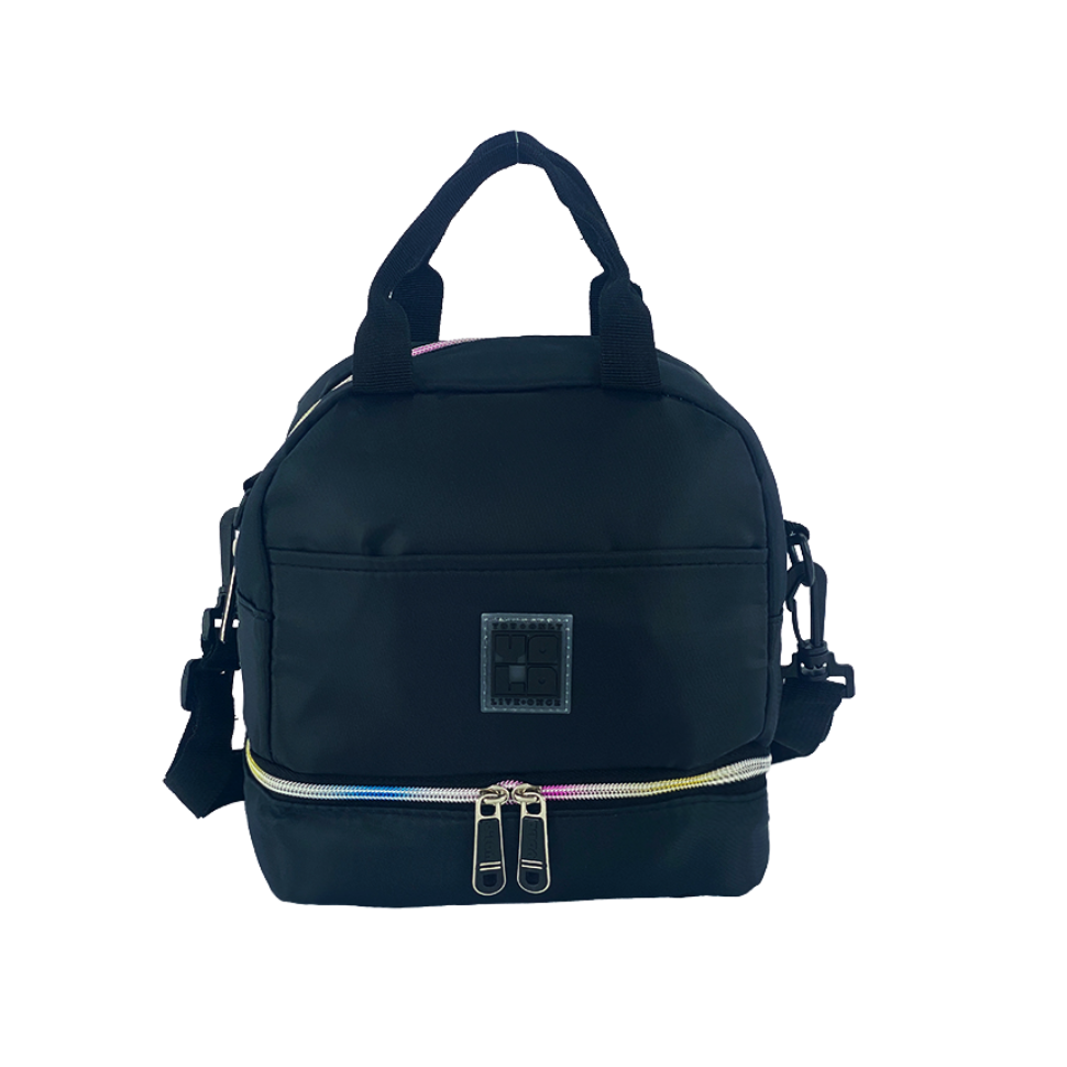 LONCHERA NEGRA ZIPPER DE COLORES