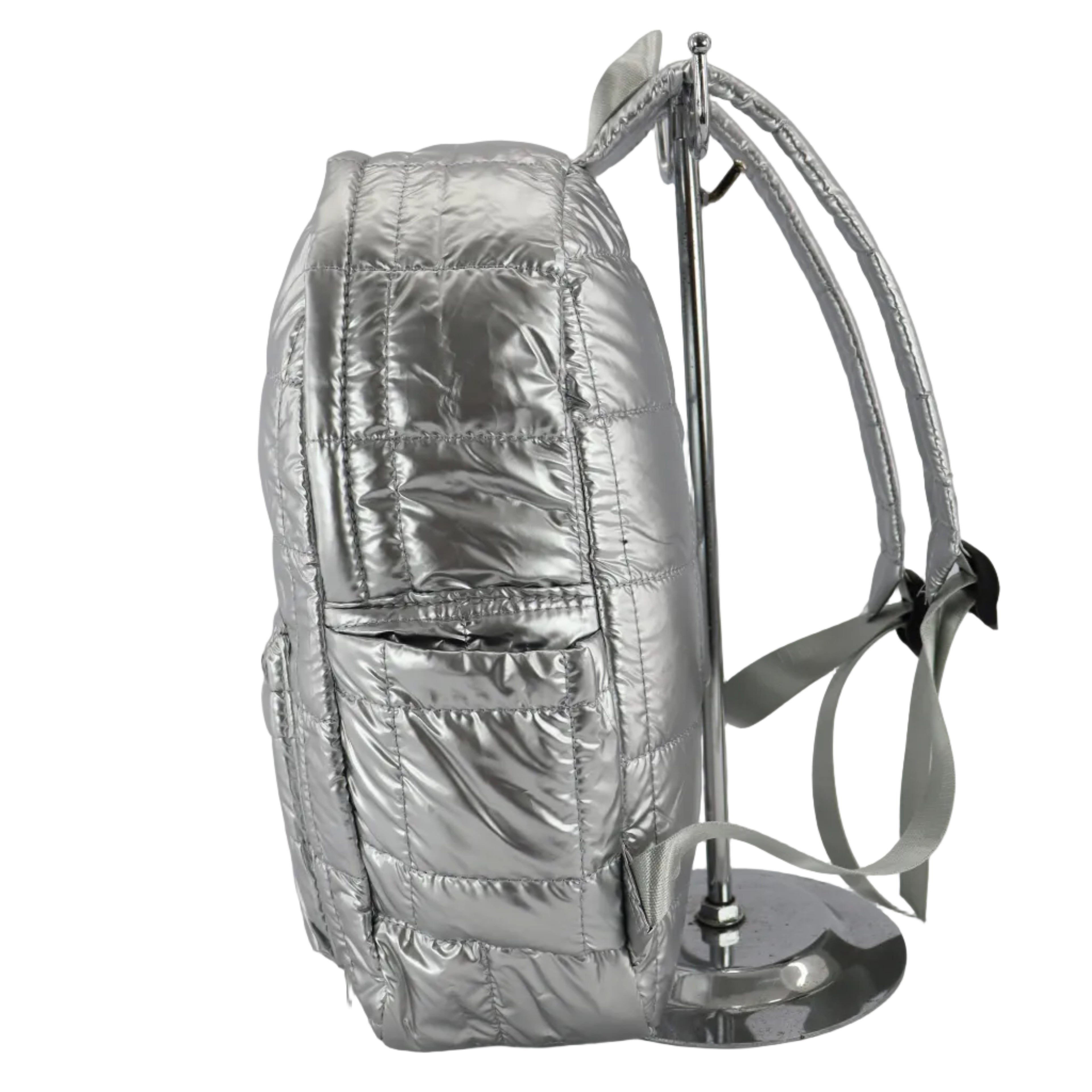 MOCHILA BRILLANTES PLATEADA