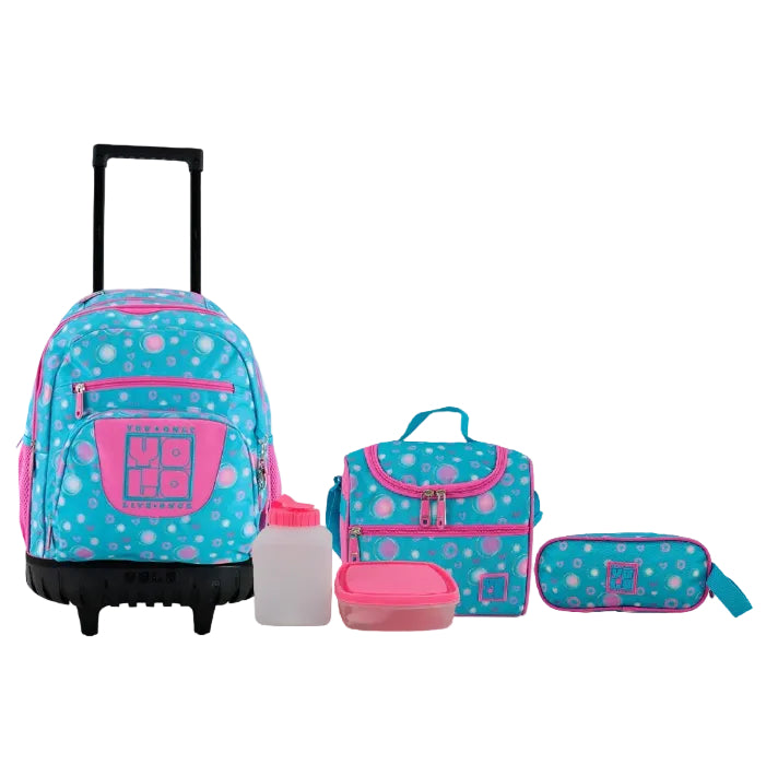 SET DE MOCHILA CON RUEDA, LONCHERA Y CARTUCHERA (sky blue)